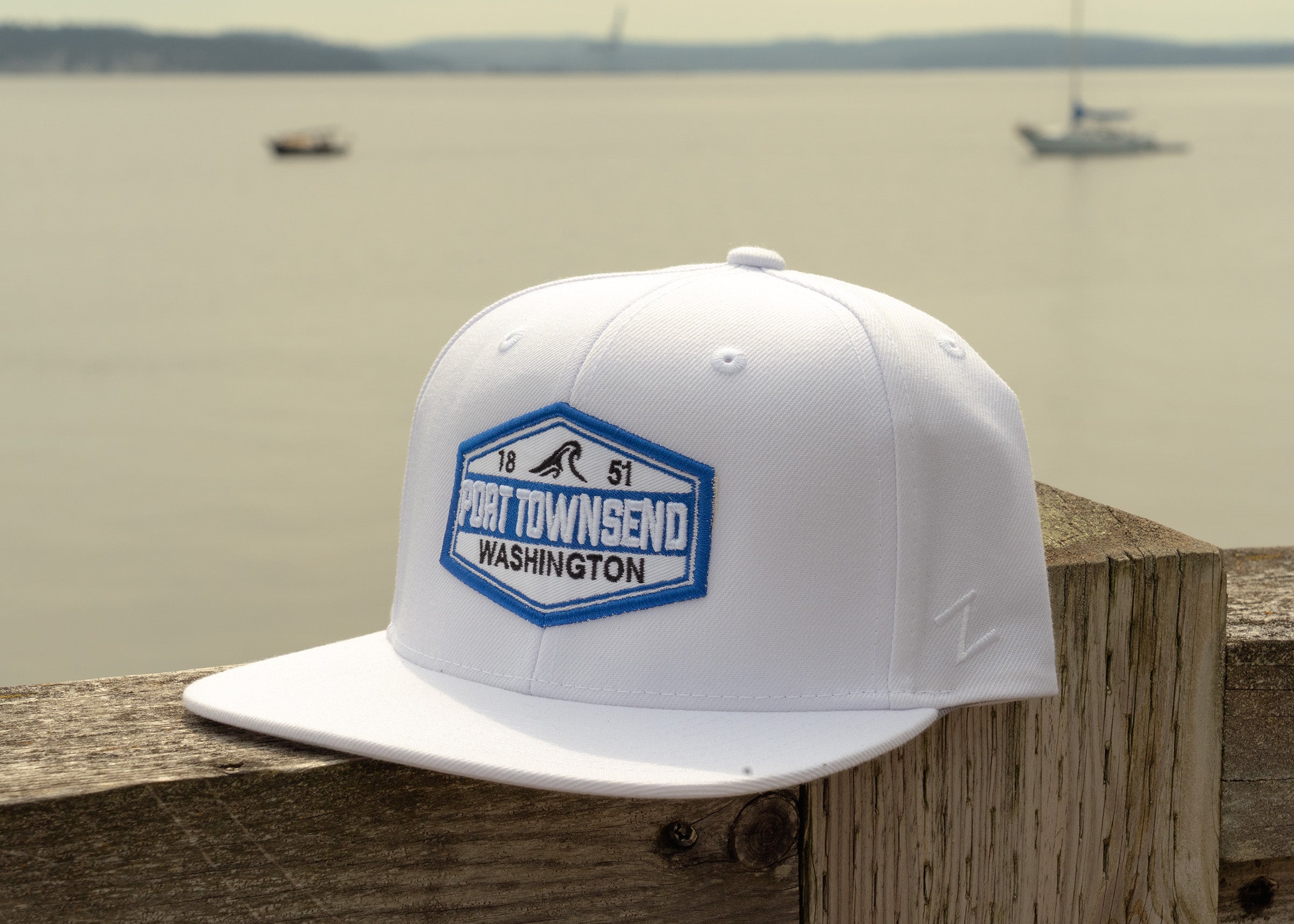 Port Townsend White Classic Flat Snapback Hat
