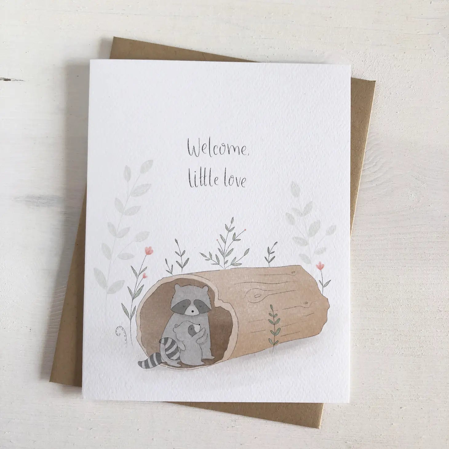 Welcome Little One Raccoon Greeting Card