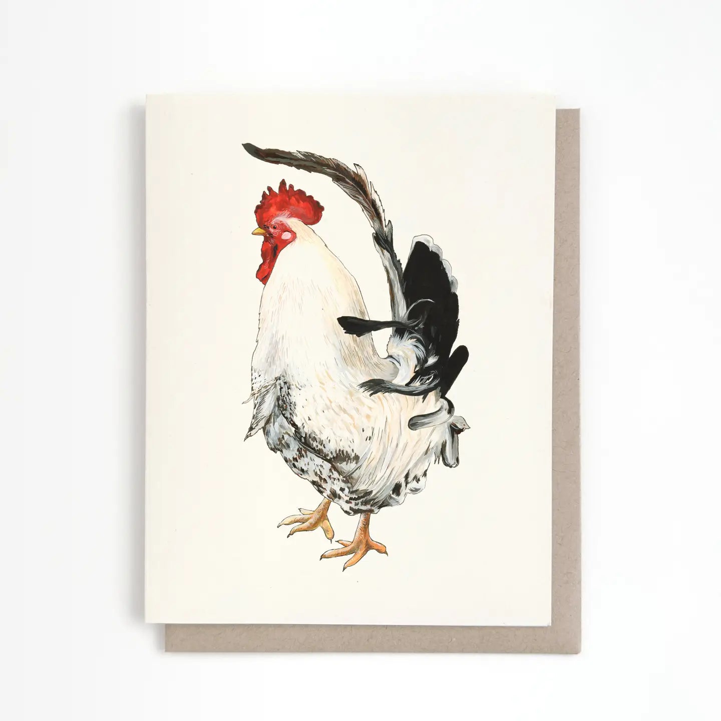 White Rooster Blank Inside Greeting Card