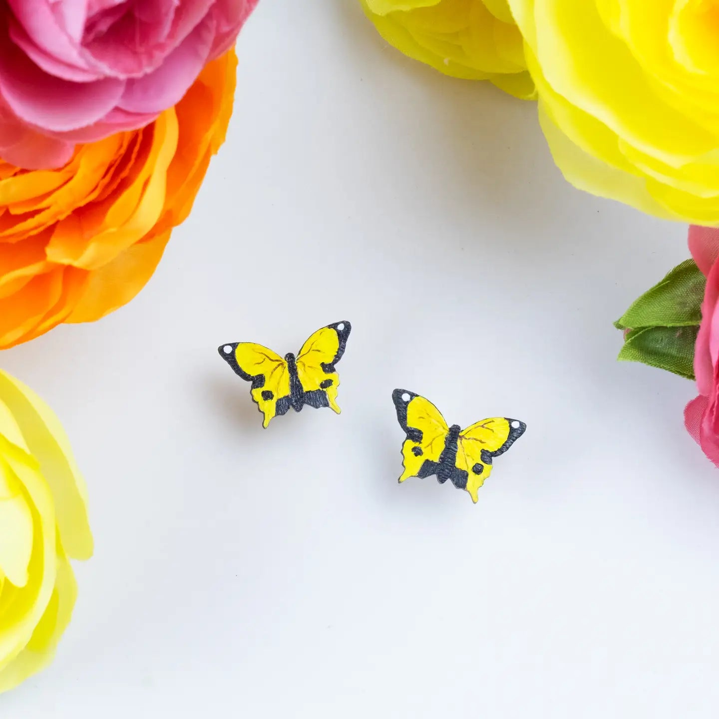Butterfly Earrings - Yellow Tiger Small