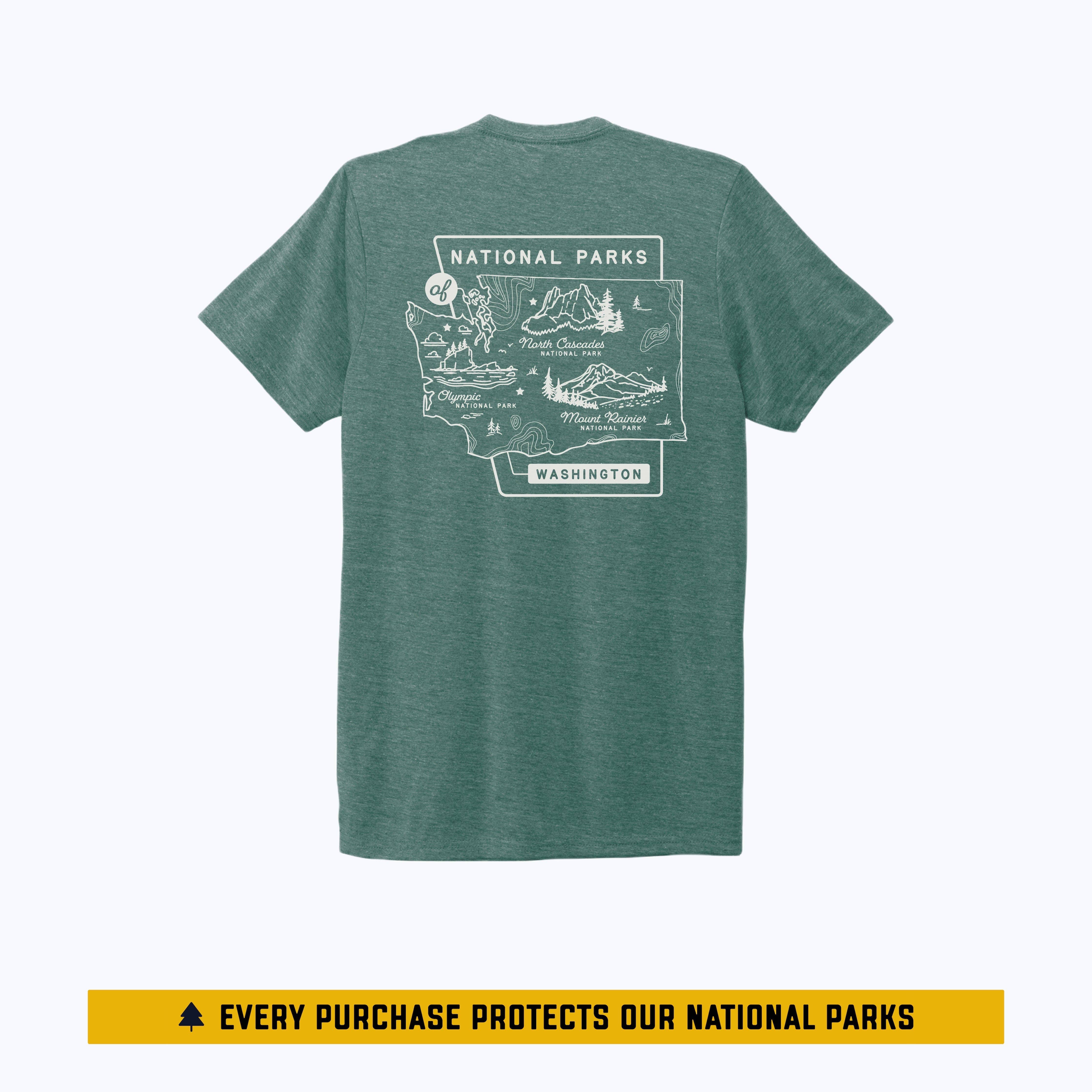 Washington National Parks Eco Tee - Sea Green: 2XL