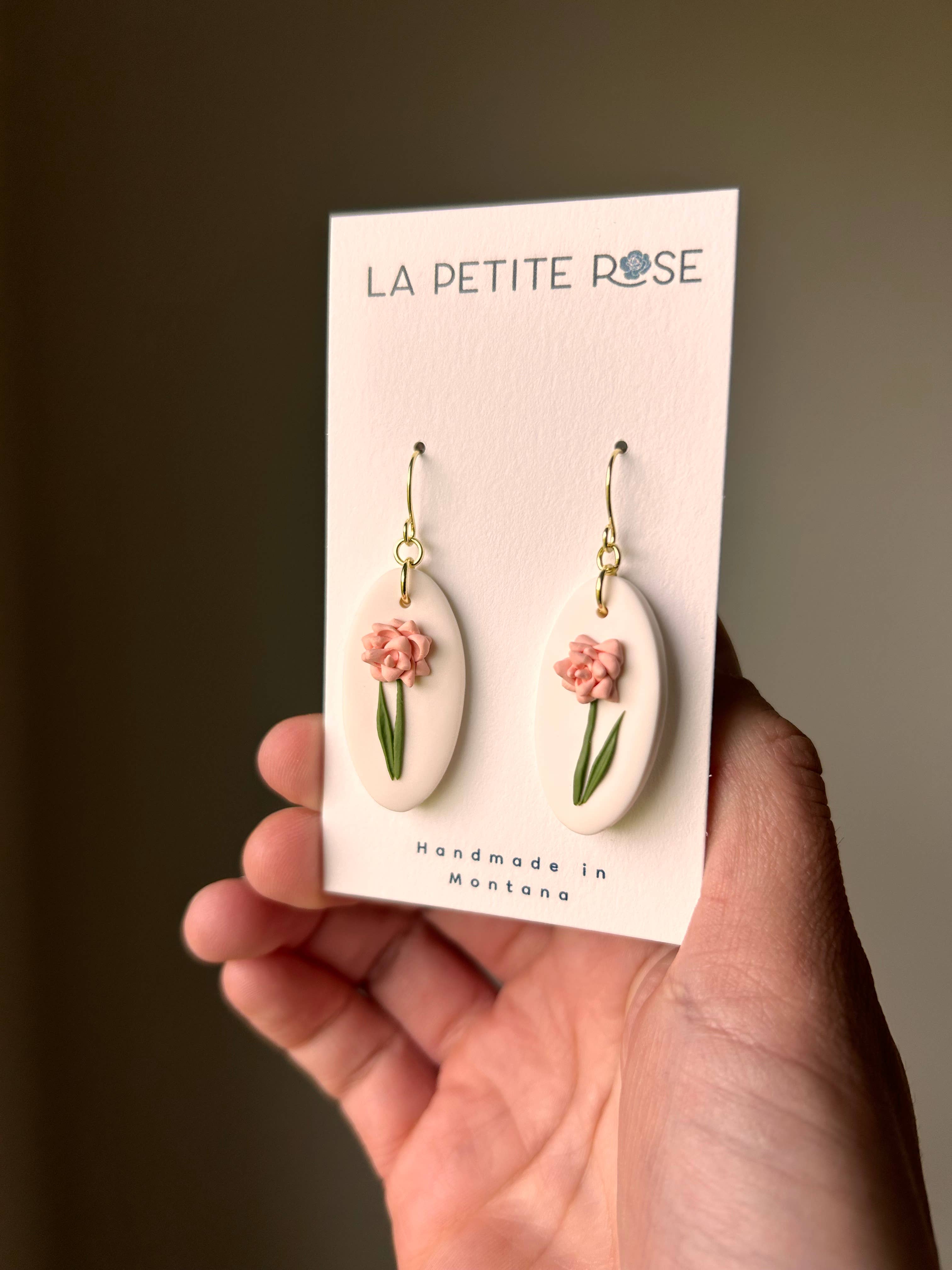 Pink Flower Earrings, Floral Dangles, Montana Made