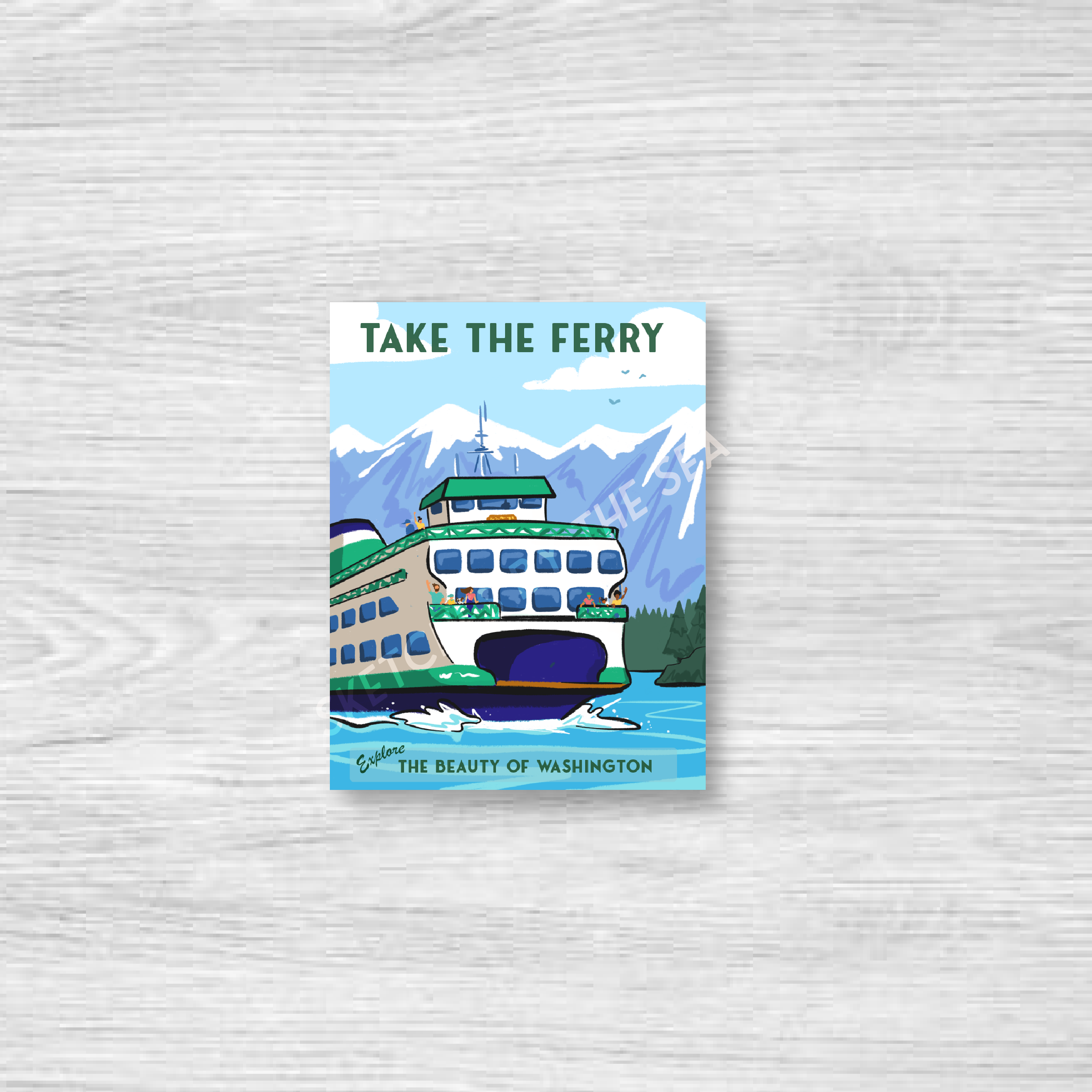 Ferry Travel Sticker Retro Inspired. Name Drop Options