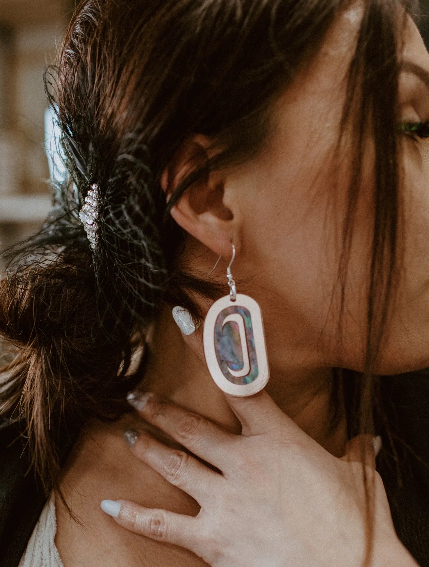 Abalone Avoid Earring silver