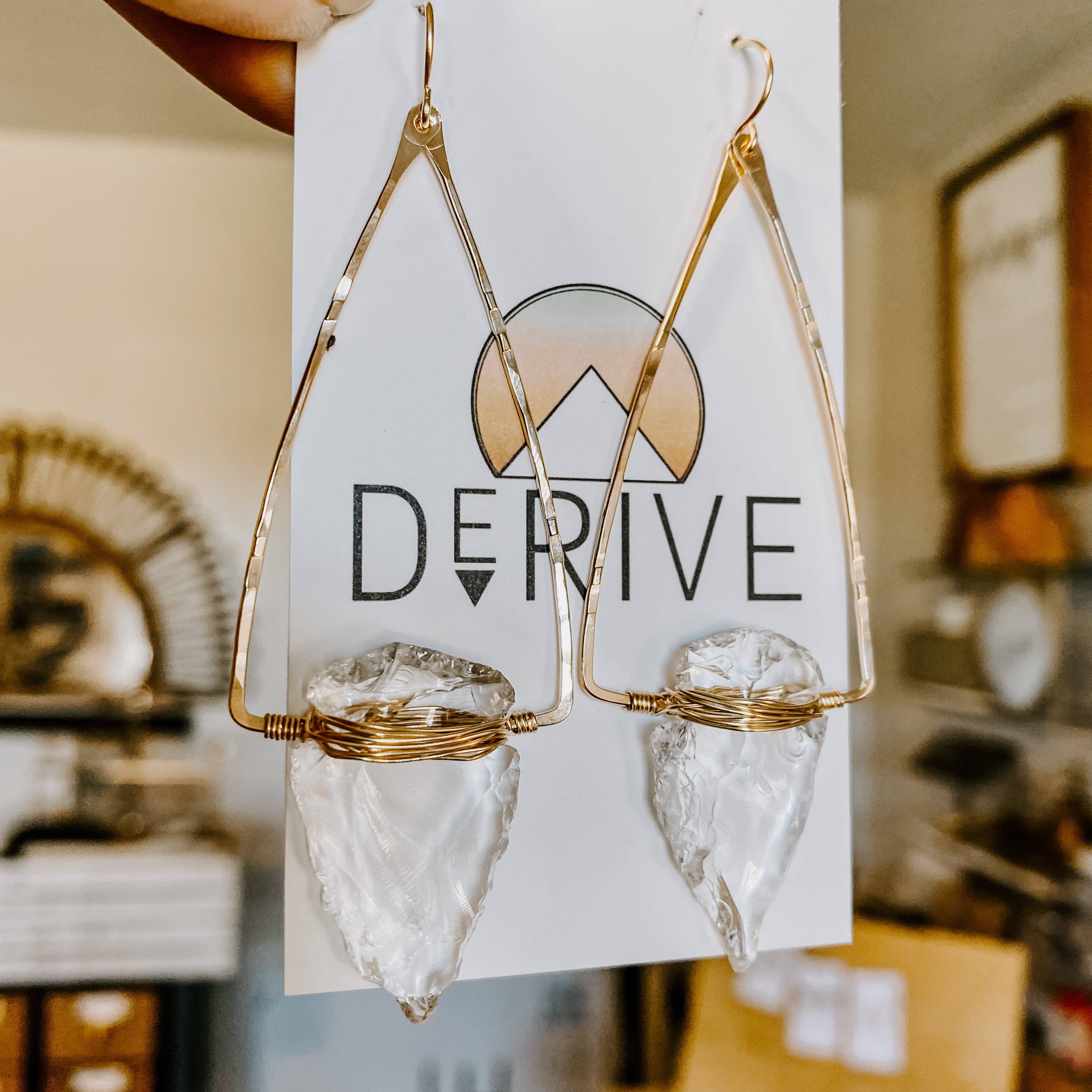 Nala Quartz Crystal Arrowhead Earrings: 14k Gold Fill