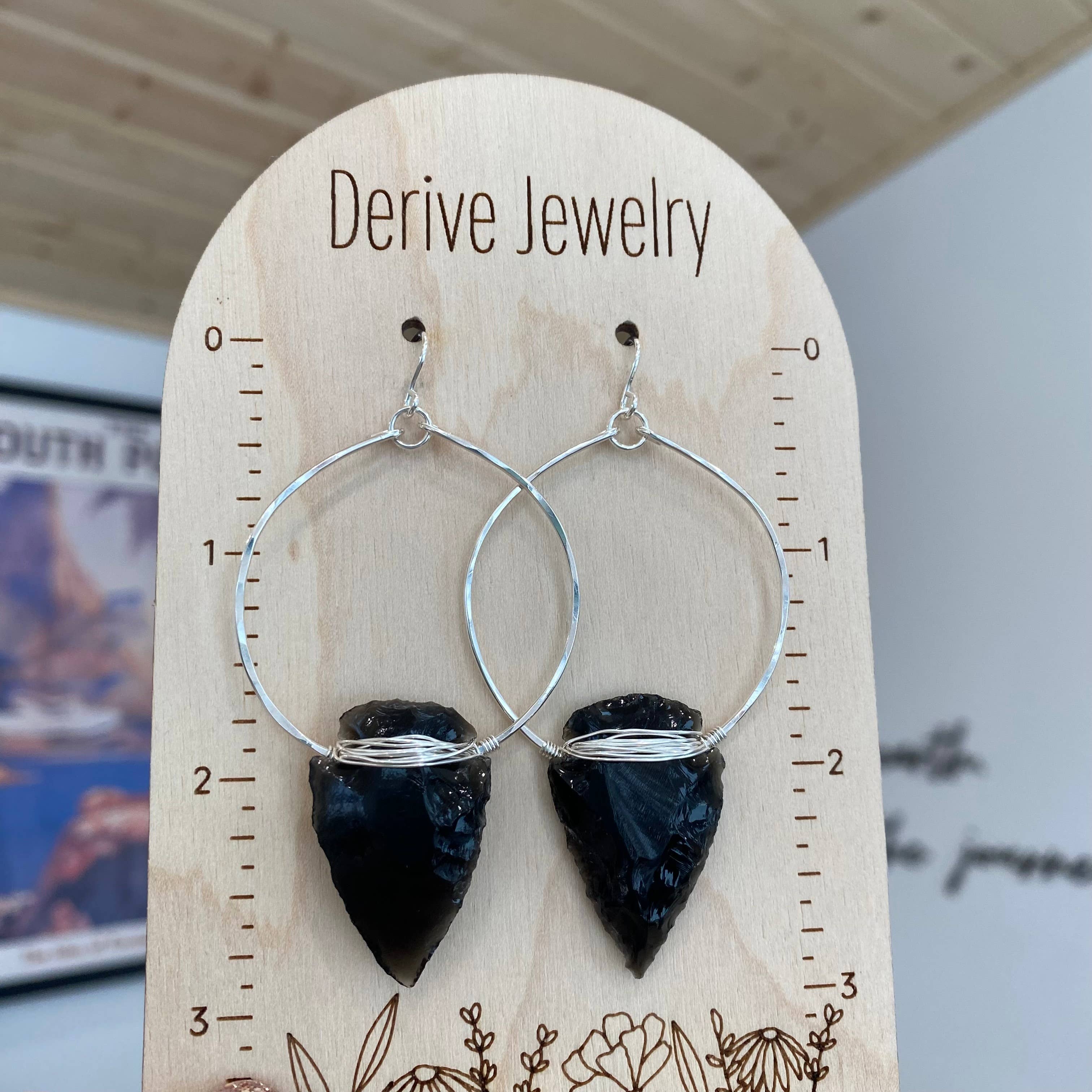 Nala Obsidian Arrowhead Hoops: 14k Gold Fill