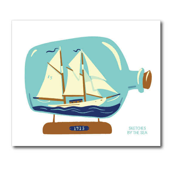 Ship in a Bottle Swedish Dish Cloth/Reusable Paper Towel