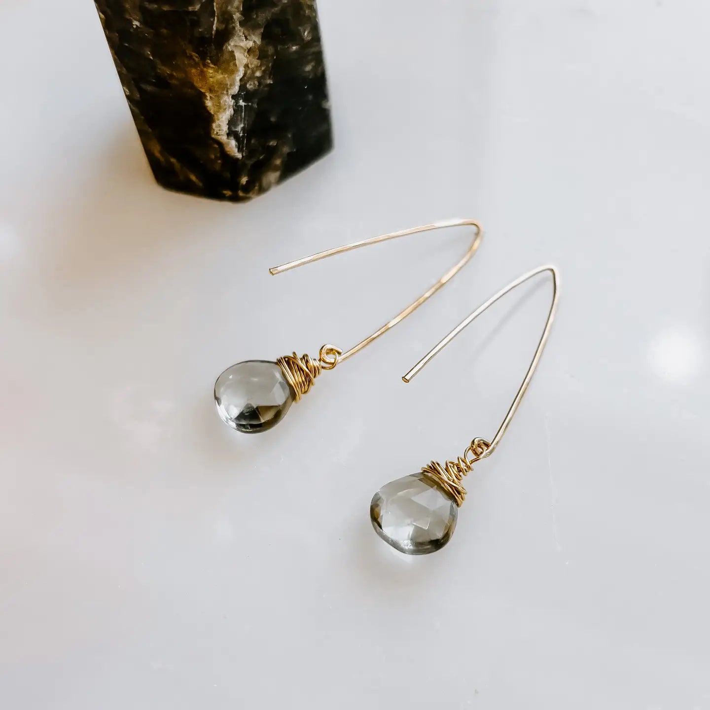 Mystic Green Amethyst Threader Earrings