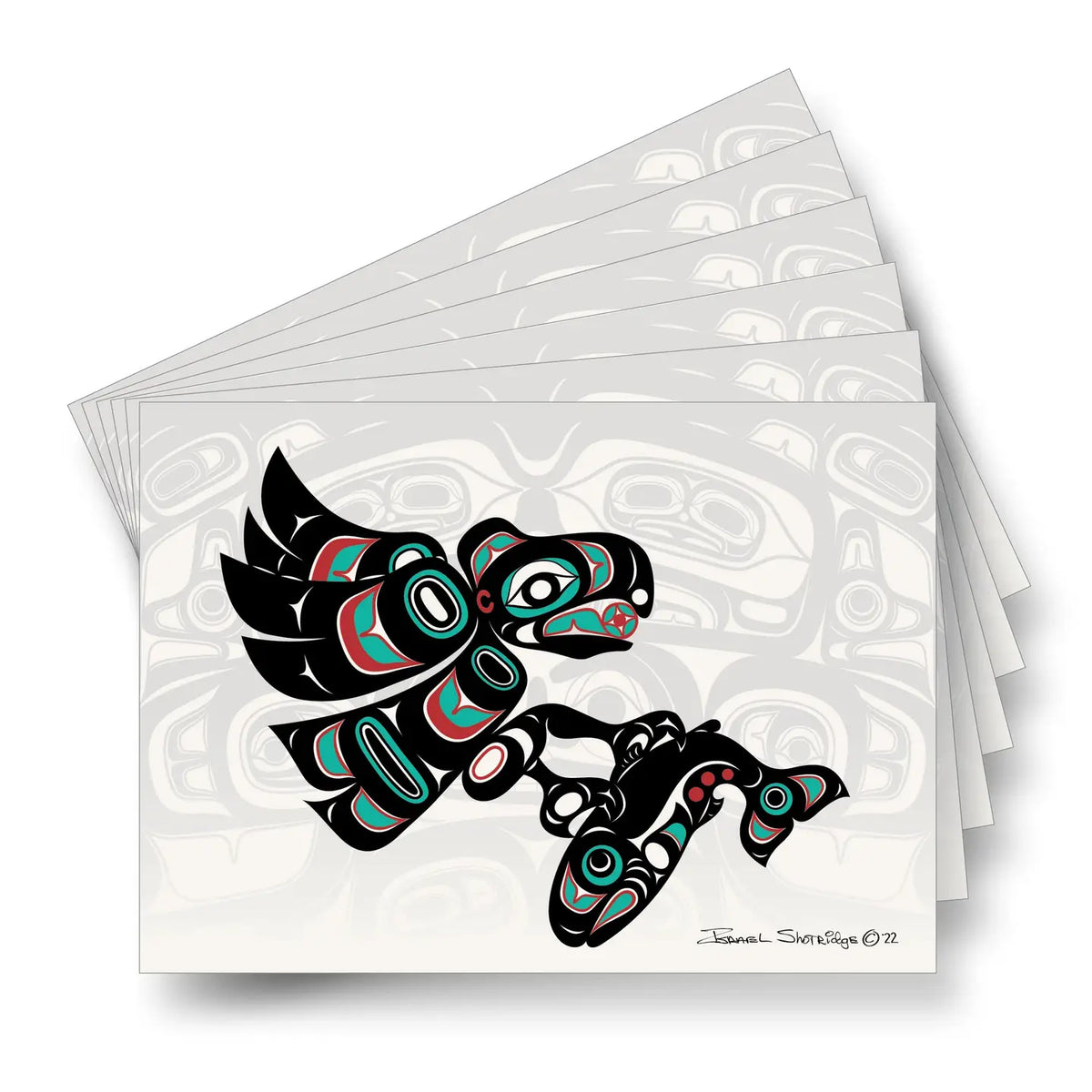 Eagle Salmon & Screen - Sleeved Formline Art Card