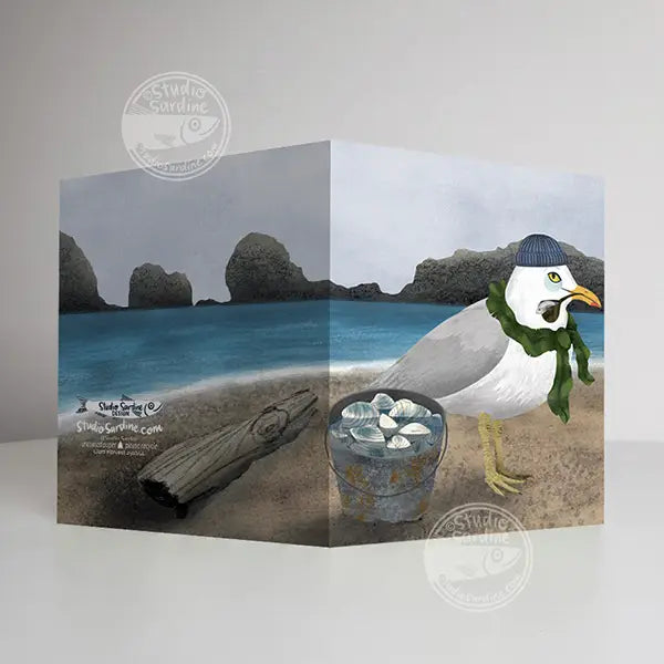 Clam Harvest Seagull Note Card