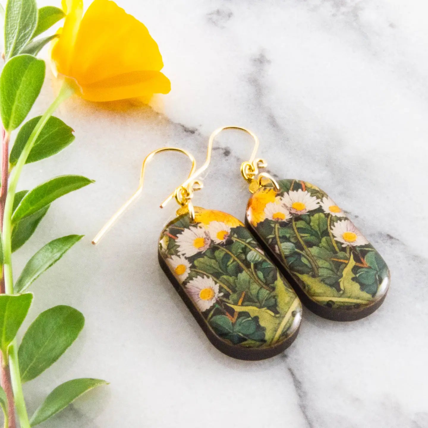 Daisy + Dandelion Garden Oblong Earrings