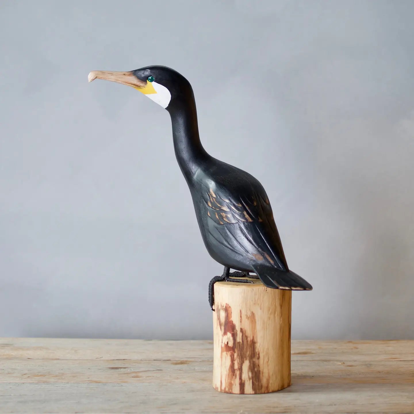 Cormorant - Twist - Medium -12"H -Carved Wooden Ornament