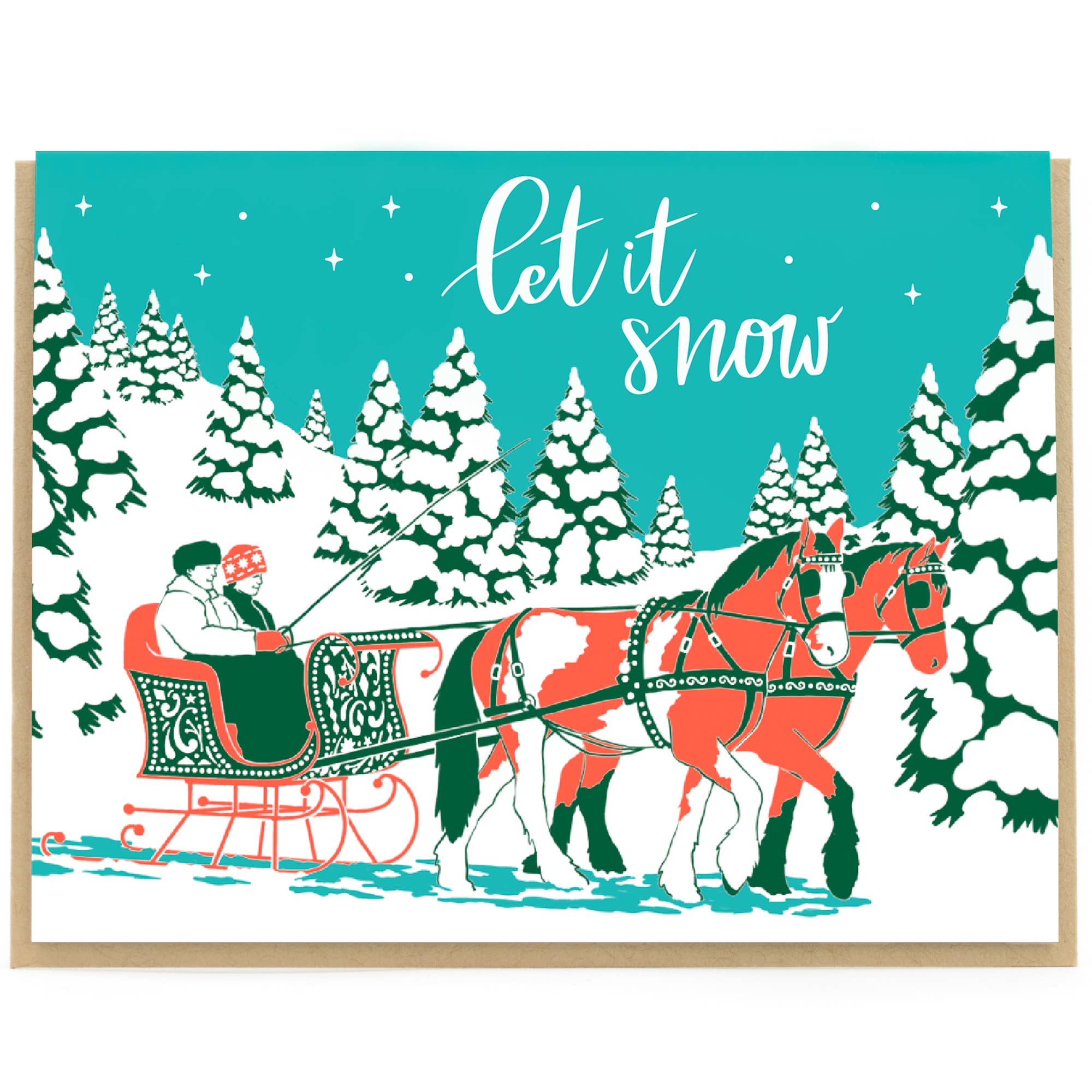 Vintage Holiday Carriage Ride: Single Card