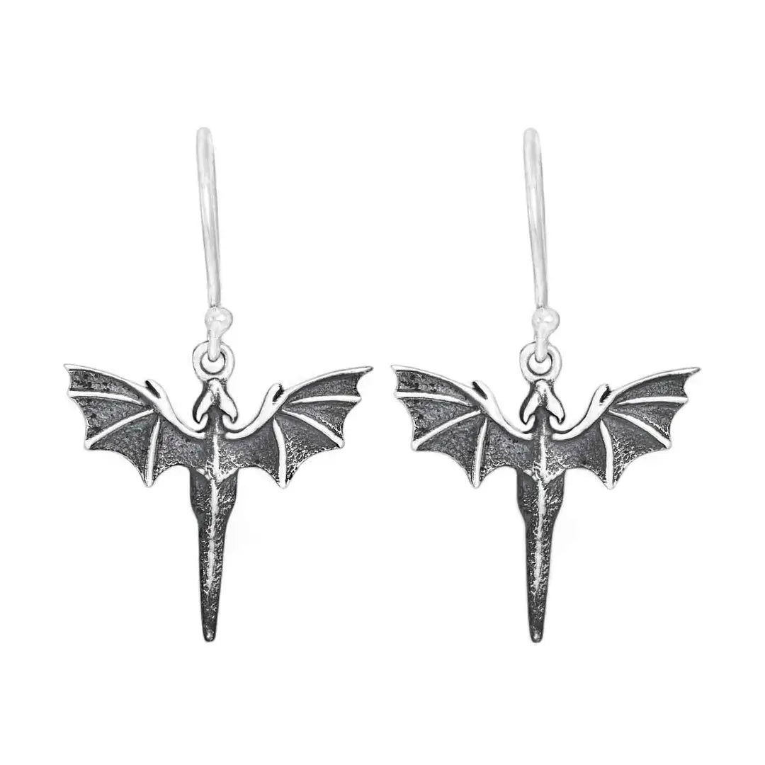 Flying Dragon Dangle Sterling Silver Earrings