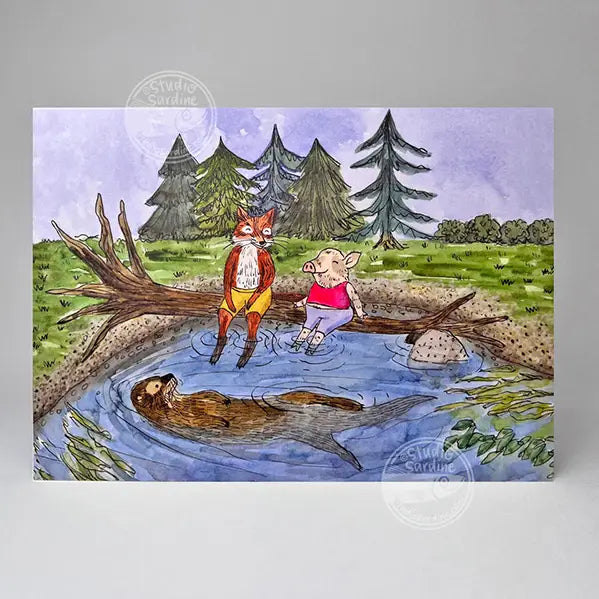 Piggy Splashes Greeting Card