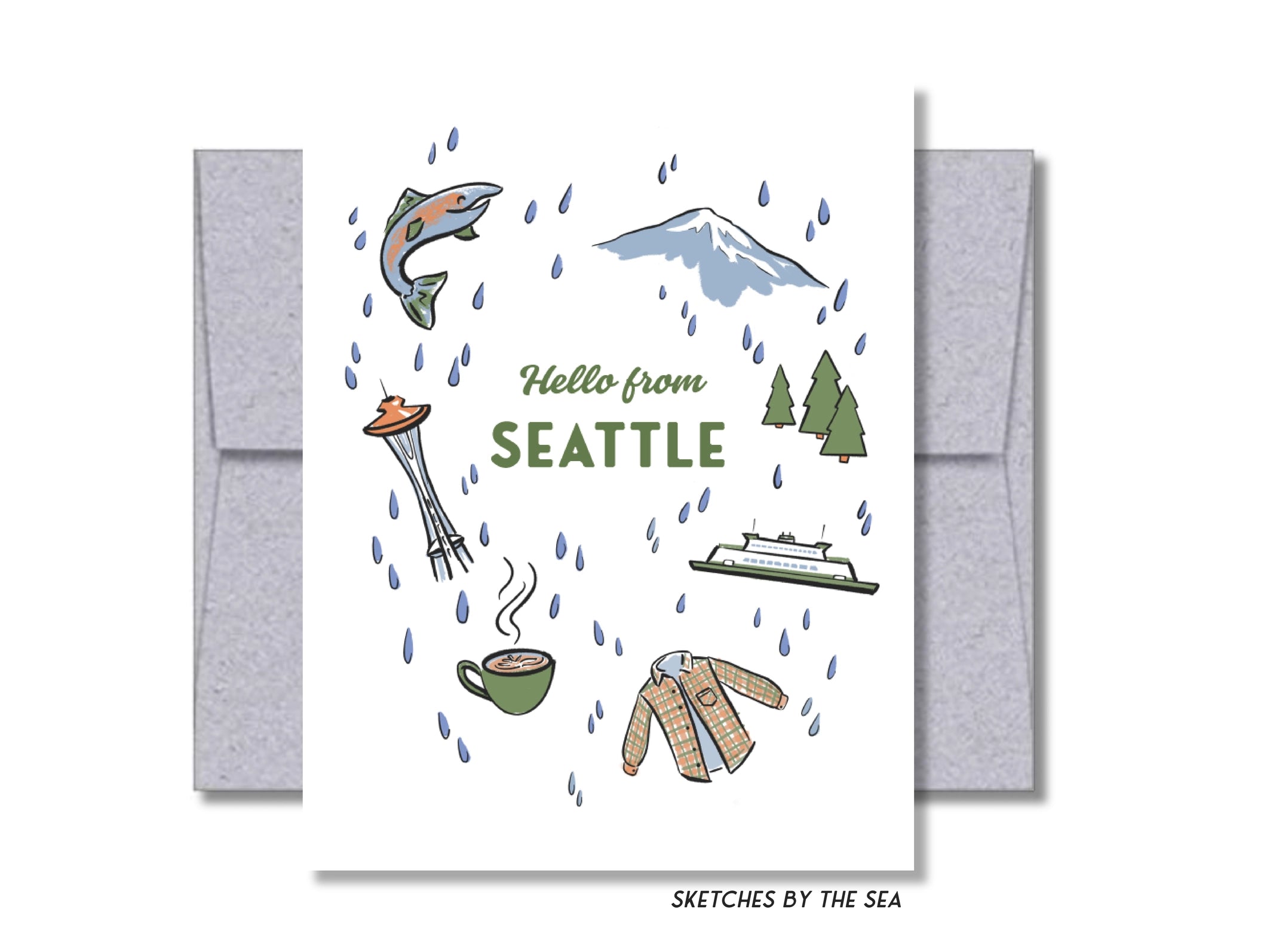 Hello From Seattle Sketches by the Sea Card