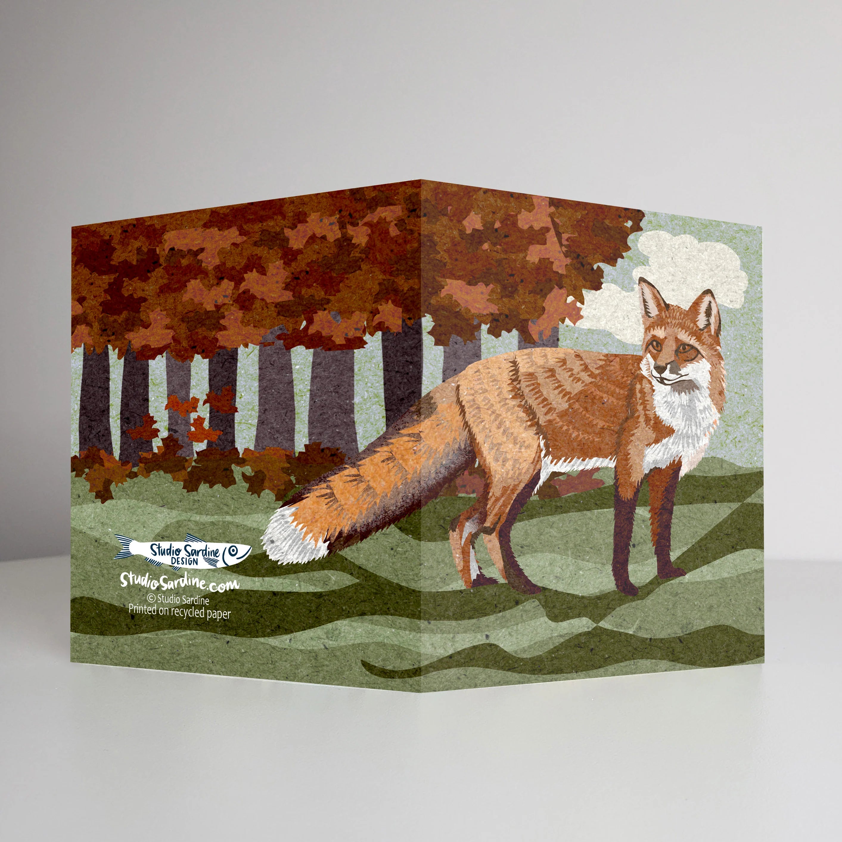 Falling Leaves Fox Card | Studio Sardine