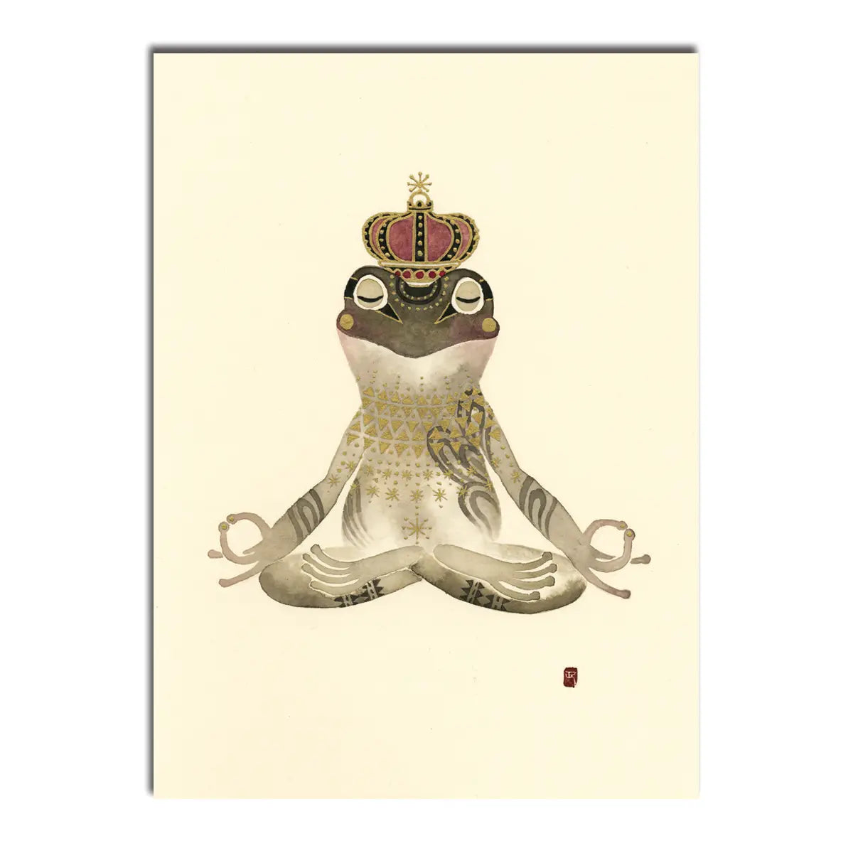 Meditation Frog Foil Greeting Card