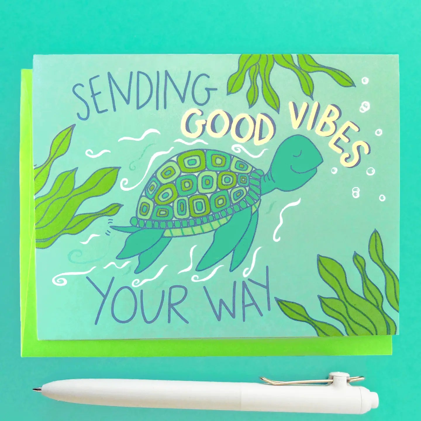 Good Vibes Sea Turtle, Happy Friendship Card