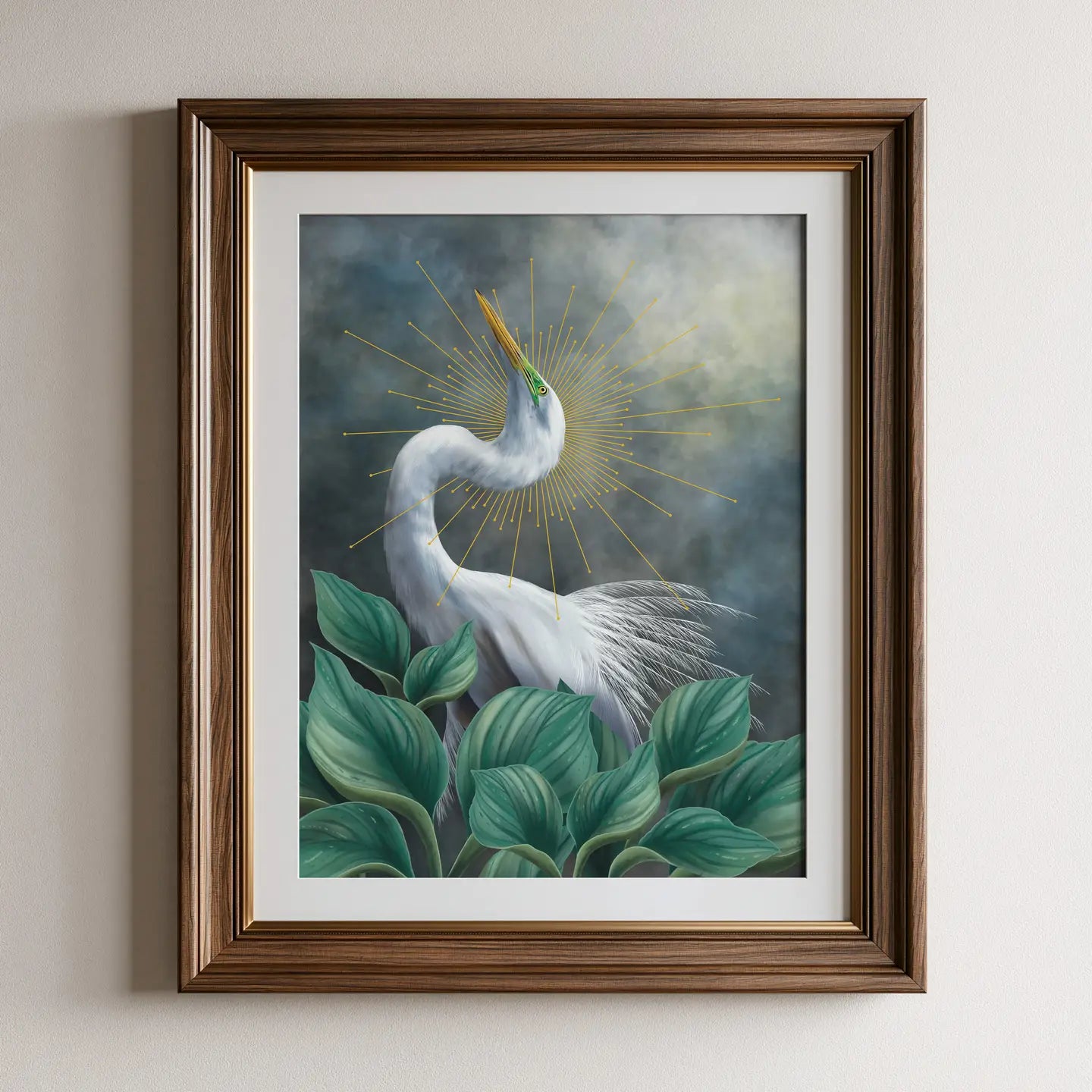 Great Egret Botanical Fine Art Print
