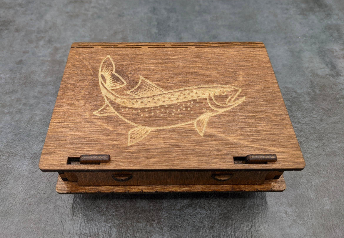 Trout Fly Box - Laser Engraved with Living Hinge