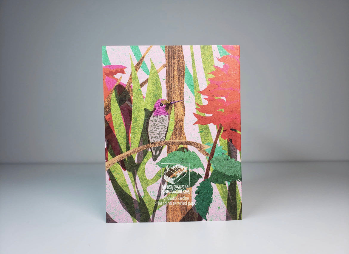 Hummingbirds and Salvia Blank Greeting Card