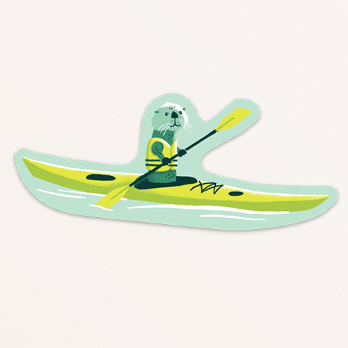 Kayak Otter Sticker