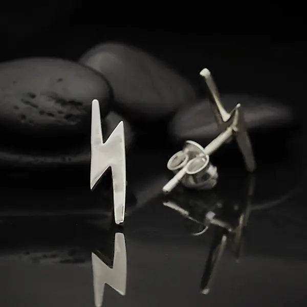 Lightning Bolt Post Sterling Silver Earrings