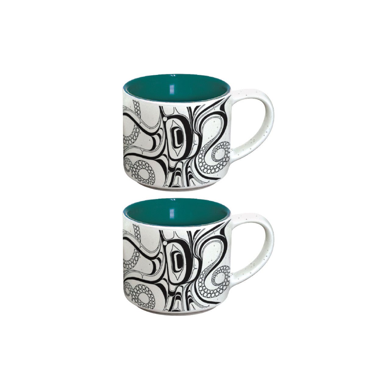 Ceramic Espresso Mugs (Set of 2) - Octopus Family