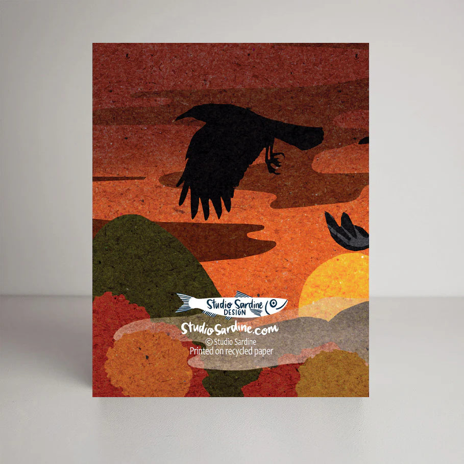 Sunset Ravens Blank Greeting Cards