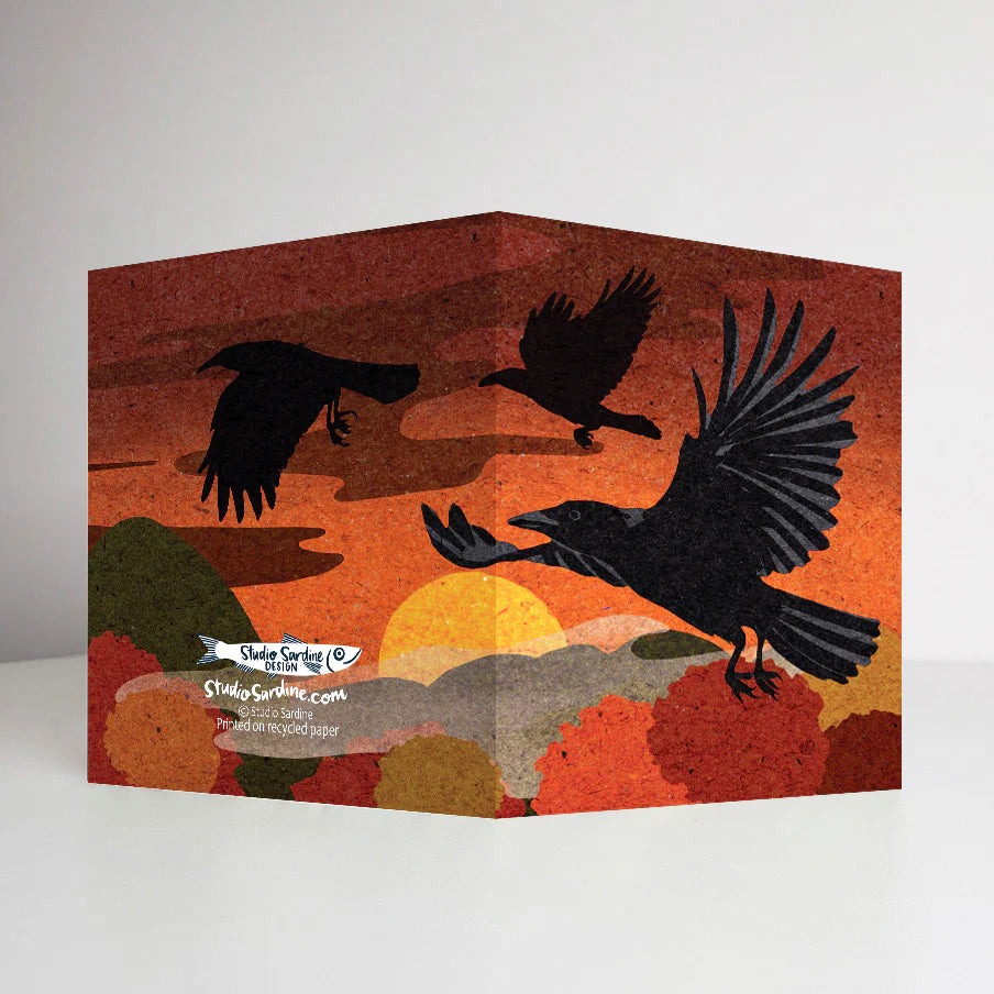 Sunset Ravens Blank Greeting Cards