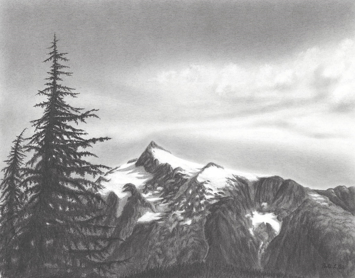 "Shuksan from Rainbow Ridge" by Nate Lundgren (Matted Print)