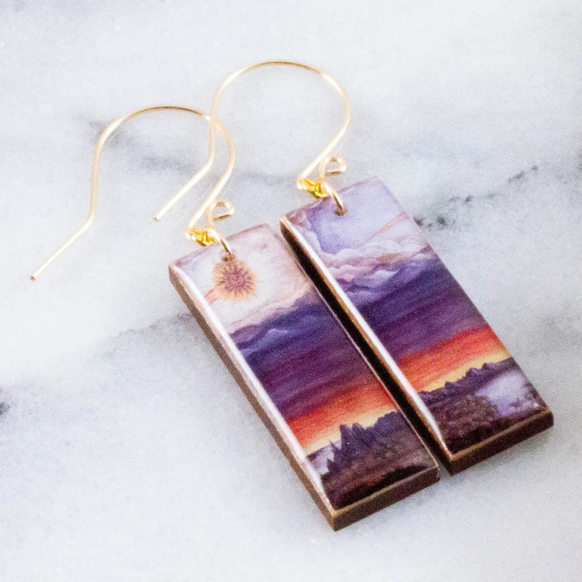 Vintage Mystic Sunset Rectangle Earrings