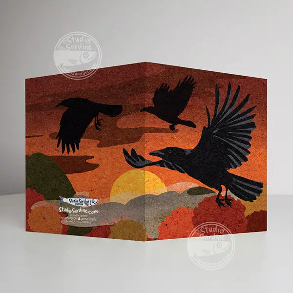 Sunset Ravens  Notecards, Blank Greeting Cards