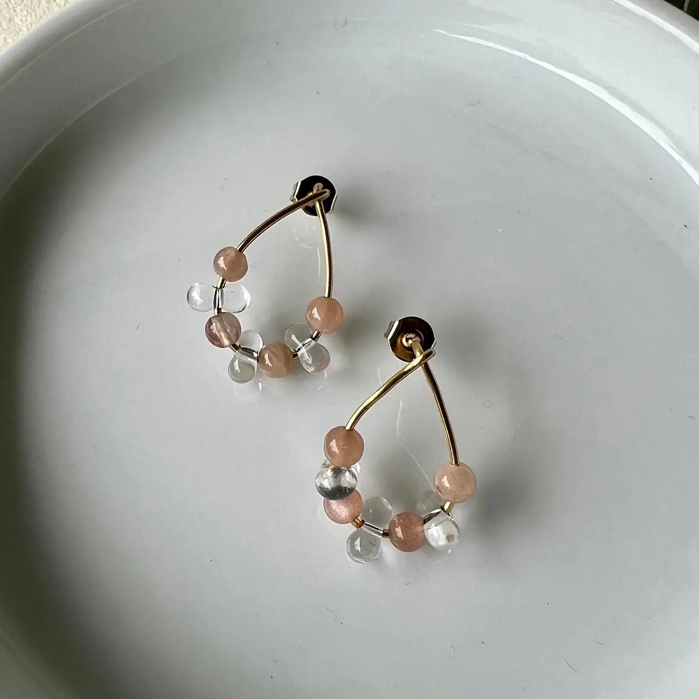 Natural Sunstone Crystal Stud