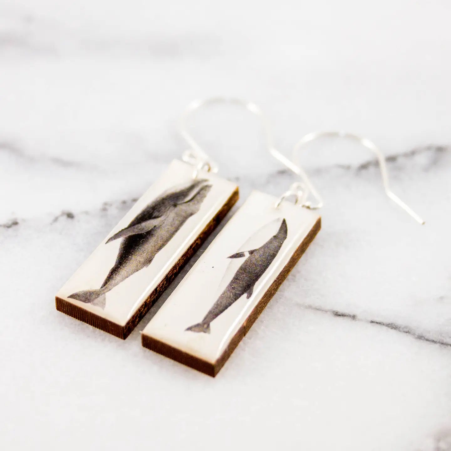Vintage Whales Rectangle Earrings